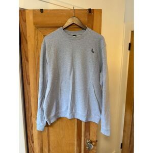 Lole Mens Light Blue Heathered Crewneck Sweatshirt Ribbed Side Panels Large